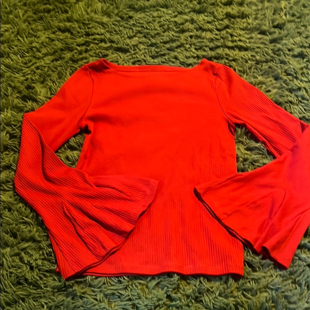 Women's Red Bell Sleeve Top